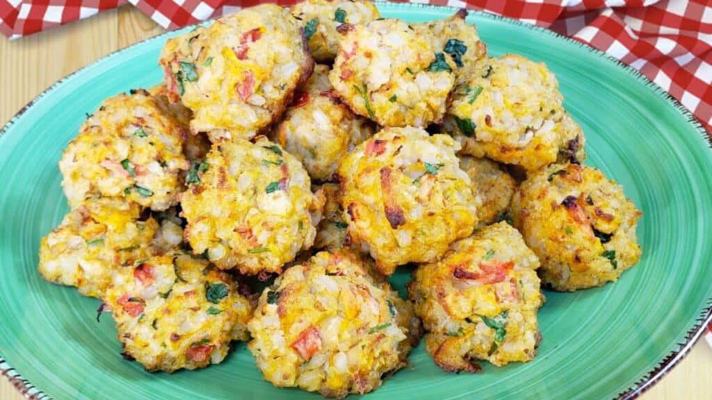 bolinho de arroz com espinafre na airfryer